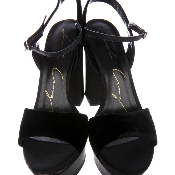 Free People NWT Lola Cruz Platforms Sandal Black Silk Velvet ♥️ - Picture 5 of 9